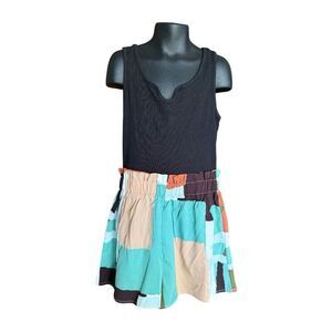 Youth Girls Shein Teen Girl Patchwork Print Casual Sleeveless Romper - Sz 11/12